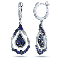 0.37ct Diamond & 1.87ct Blue Sapphire 14k White Gold Earring