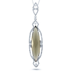 0.57ct Diamond & 6.97ct Smokey Topaz 14k White Gold Pendant