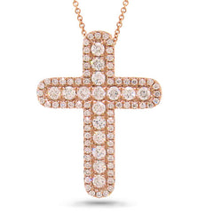 0.53ct 14k Rose Gold Diamond Cross Necklace