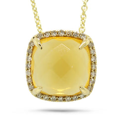 0.09ct Diamond & 2.78ct Citrine 14k Yellow Gold Pendant