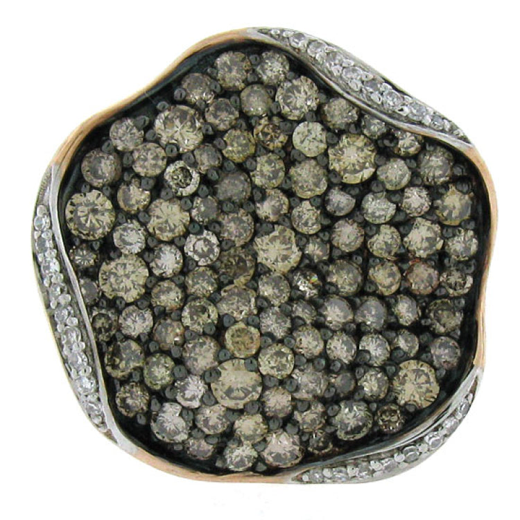 2.13ct 14k Rose Gold White & Champagne Diamond Ring