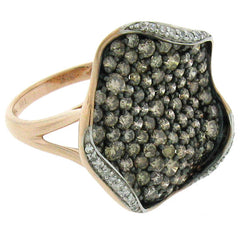 2.13ct 14k Rose Gold White & Champagne Diamond Ring