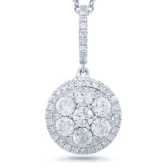 0.88ct 14k White Gold Diamond Cluster Pendant