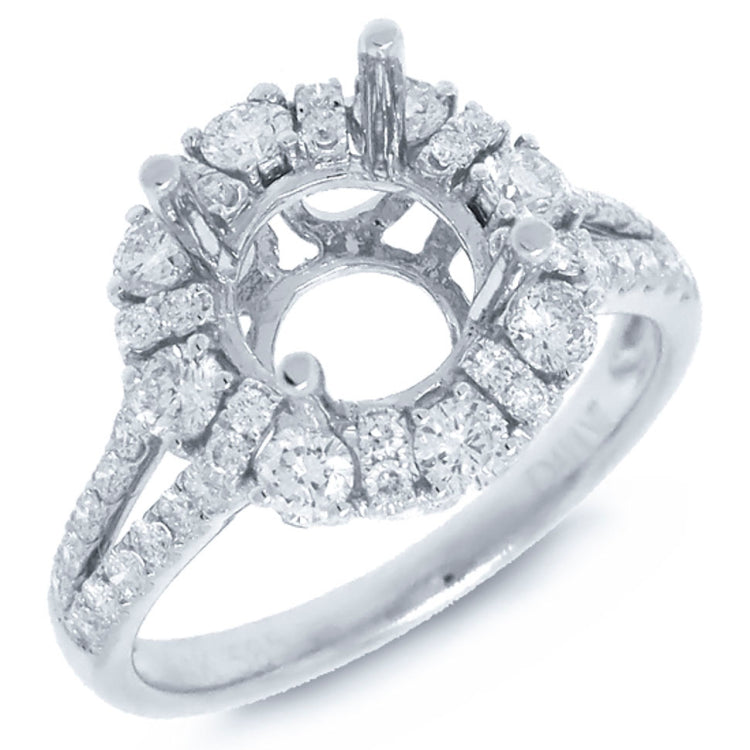 0.92ct 14k White Gold Diamond Semi-mount Ring