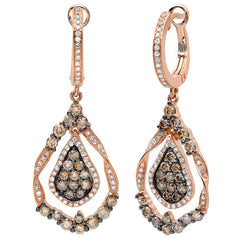 1.64ct 14k Rose Gold White & Champagne Diamond Earring