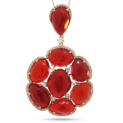 0.48ct Diamond & 19.68ct Red Agate 14k Rose Gold Pendant