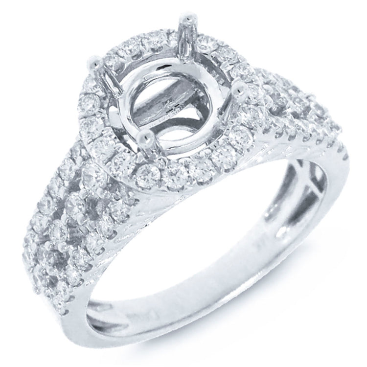 0.77ct 14k White Gold Diamond Semi-mount Ring