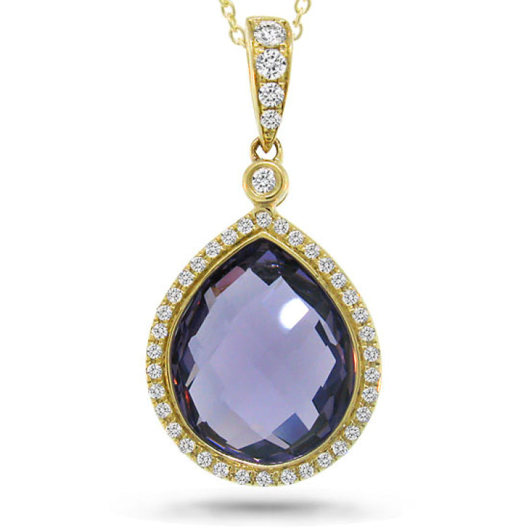 0.17ct Diamond & 4.36ct Amethyst 14k Yellow Gold Pendant