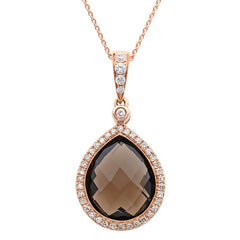 0.17ct Diamond & 4.51ct Smokey Quartz 14k Rose Gold Pendant