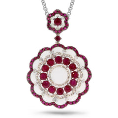 0.61ct Diamond & 4.33ct Ruby 14k White Gold Pendant