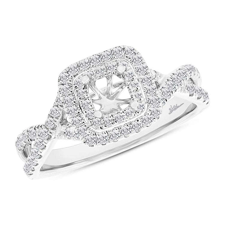 0.51ct 14k White Gold Diamond Semi-mount Ring for 4.5x4.5mm Center