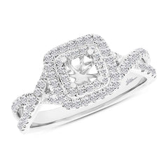 0.51ct 14k White Gold Diamond Semi-mount Ring for 4.5x4.5mm Center
