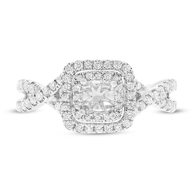 0.51ct 14k White Gold Diamond Semi-mount Ring for 4.5x4.5mm Center