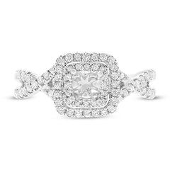 0.51ct 14k White Gold Diamond Semi-mount Ring for 4.5x4.5mm Center
