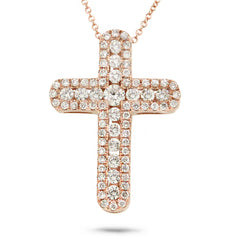 0.97ct 14k Rose Gold Diamond Cross Necklace