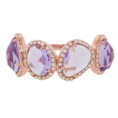 0.27ct Diamond & 3.47ct Amethyst 14k Rose Gold Ring