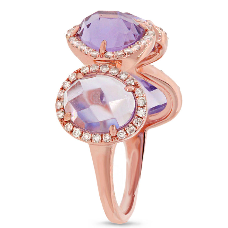 0.27ct Diamond & 3.47ct Amethyst 14k Rose Gold Ring