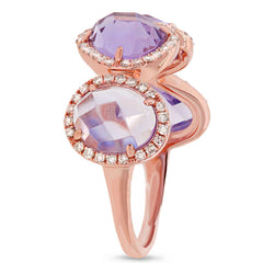 0.27ct Diamond & 3.47ct Amethyst 14k Rose Gold Ring