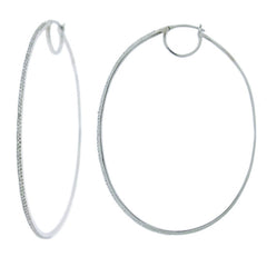 0.58ct 14k White Gold Diamond Oval Hoop Earring