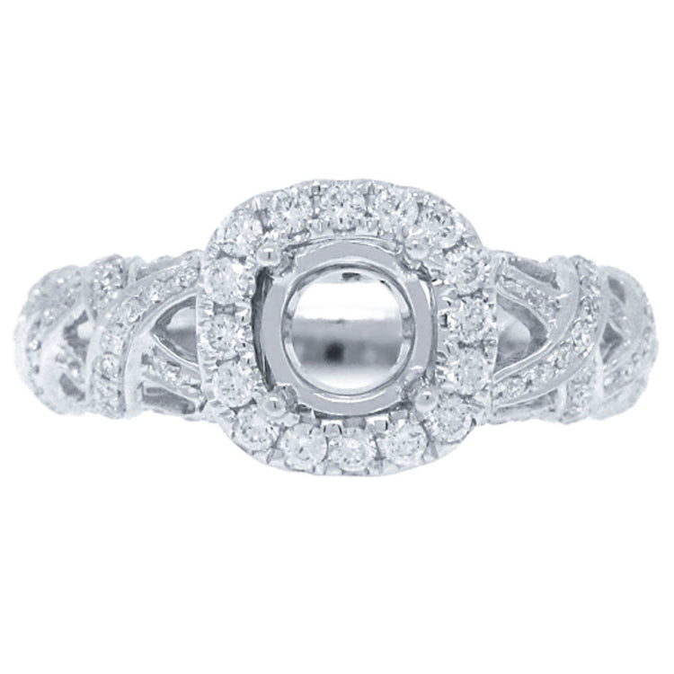 0.54ct 14k White Gold Diamond Semi-mount Ring