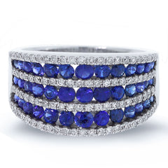 0.48ct Diamond & 1.83ct Blue Sapphire 14k White Gold Ring