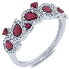 0.32ct Diamond & 1.23ct Ruby 14k White Gold Ring
