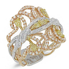 1.04ct 18k Three-tone Gold White & Fancy Color Diamond Ring