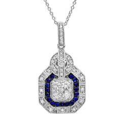 0.48ct Diamond & 0.16ct Blue Sapphire 14k White Gold Pendant