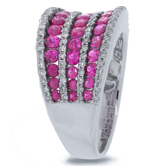0.48ct Diamond & 1.79ct Pink Sapphire 14k White Gold Ring