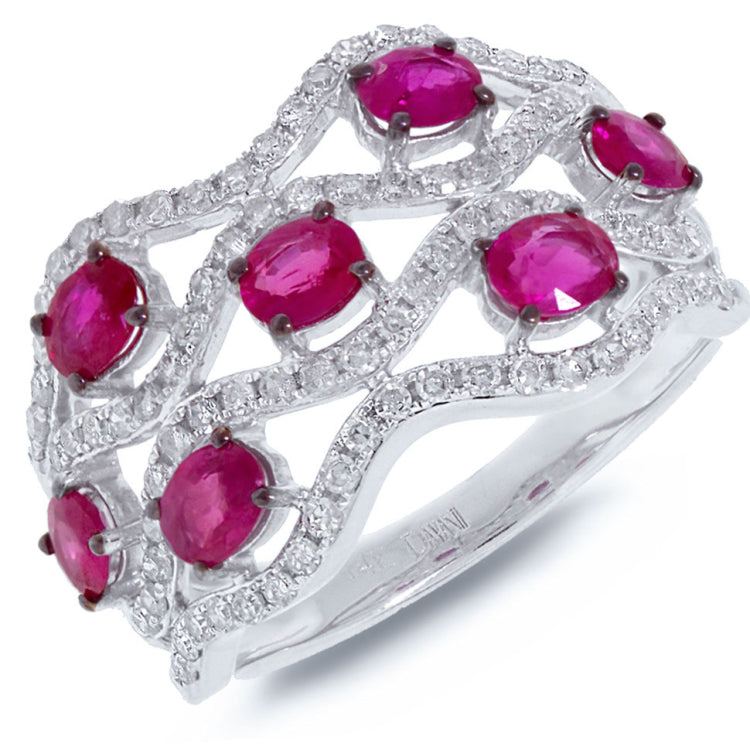 0.57ct Diamond & 1.29ct Pink Sapphire 14k White Gold Ring