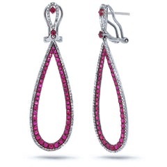 0.66ct Diamond & 2.39ct Ruby 14k White Gold Earring