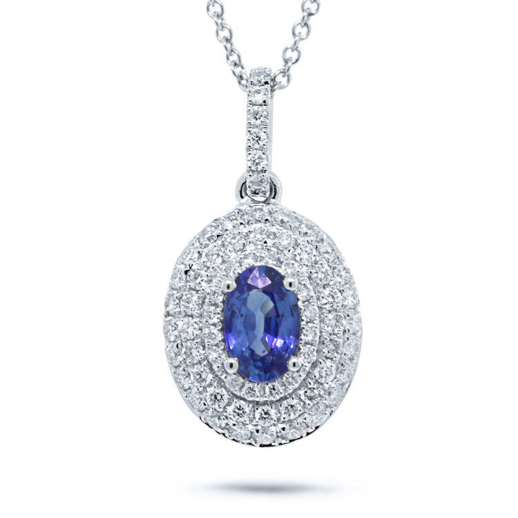 0.38ct Diamond & 0.54ct Blue Sapphire 14k White Gold Pendant