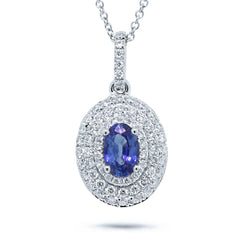 0.38ct Diamond & 0.54ct Blue Sapphire 14k White Gold Pendant