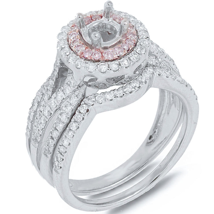 0.76ct 14k Two-tone Rose Gold Diamond Semi-mount Ring 2-pc