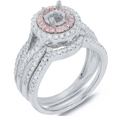 0.76ct 14k Two-tone Rose Gold Diamond Semi-mount Ring 2-pc