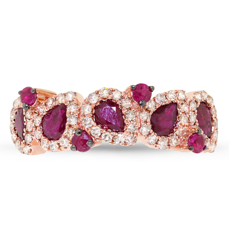0.32ct Diamond & 1.23ct Ruby 14k Rose Gold Ring