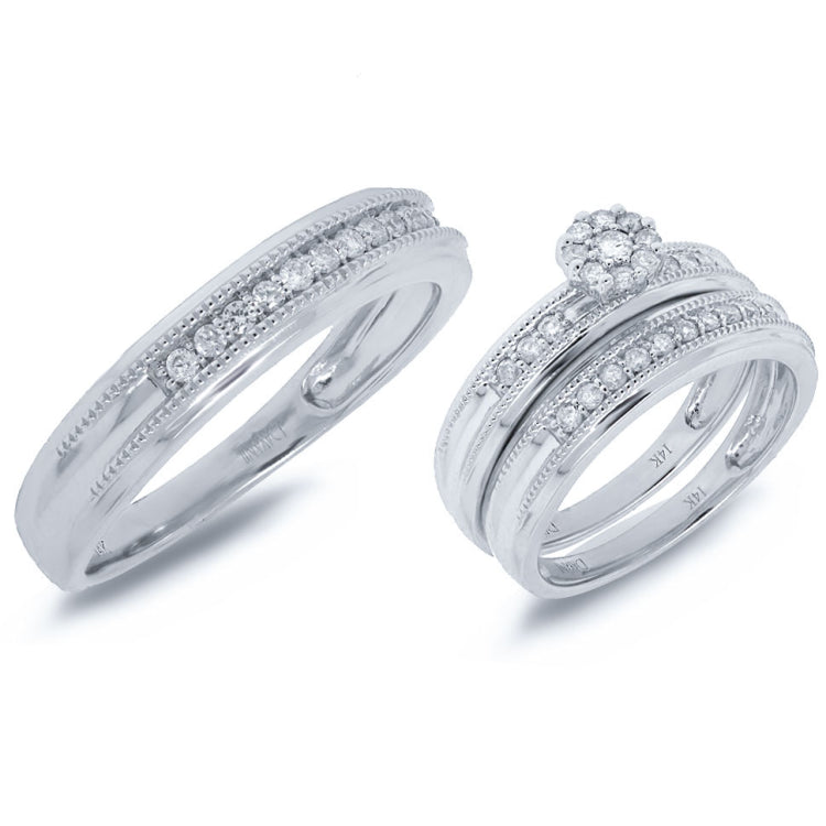 0.50ct 14k White Gold Diamond Trio Set Cluster