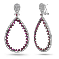 1.46ct Diamond & 3.40ct Ruby 14k White Gold Earring