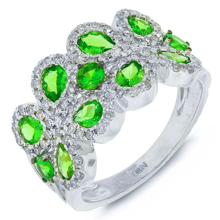 0.58ct Diamond & 1.49ct Green Garnet 14k White Gold Ring