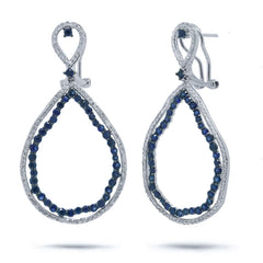 0.97ct Diamond & 2.70ct Blue Sapphire 14k White Gold Earring