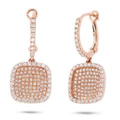 1.00ct 18k Rose Gold Diamond Pave Drop Earring