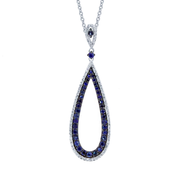 0.24ct Diamond & 0.82ct Blue Sapphire 14k White Gold Pendant