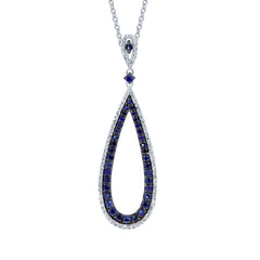 0.24ct Diamond & 0.82ct Blue Sapphire 14k White Gold Pendant