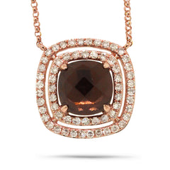 0.31ct Diamond & 1.58ct Smokey Topaz 14k Rose Gold Necklace