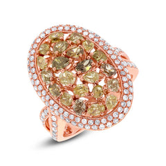 2.71ct 18k Rose Gold White & Fancy Color Diamond Ring