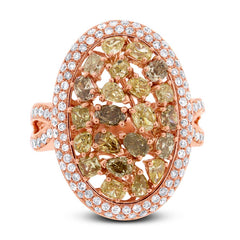 2.71ct 18k Rose Gold White & Fancy Color Diamond Ring