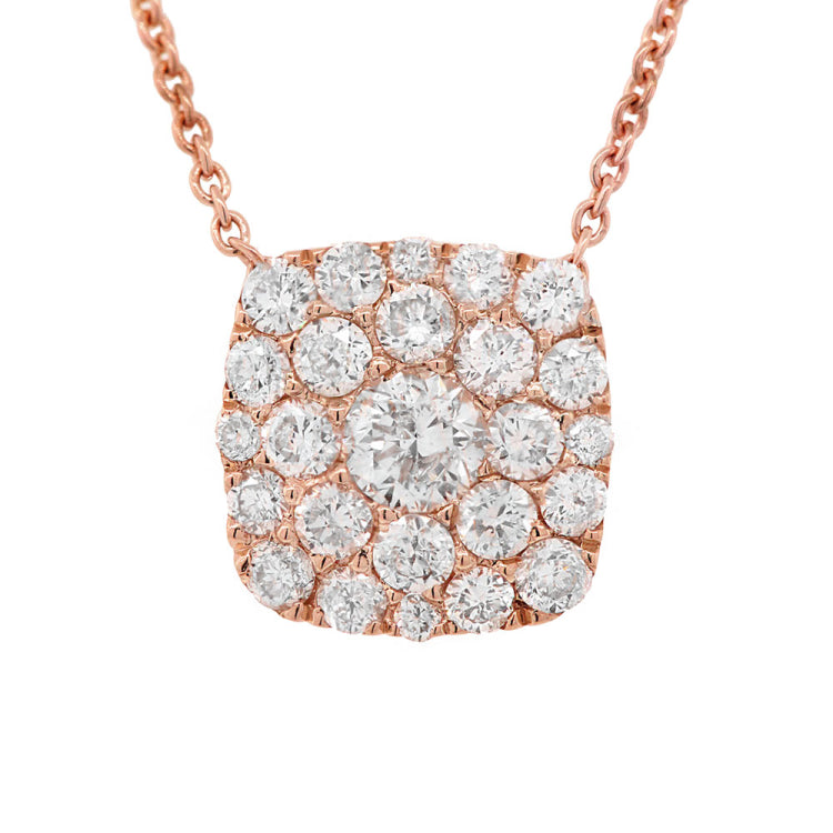 0.55ct 14k Rose Gold Diamond Cluster Necklace