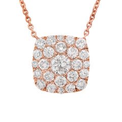 0.55ct 14k Rose Gold Diamond Cluster Necklace
