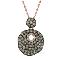 0.92ct 14k Rose Gold White & Champagne Diamond Pendant