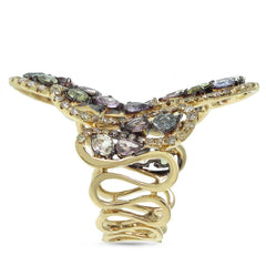 1.31ct Fancy Color Diamond & 4.09ct Sapphire 18k Yellow Gold Ring